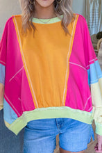 Load image into Gallery viewer, Rose Red Plus Size Colorblock Patchwork Exposed Seam Sweatshirt
