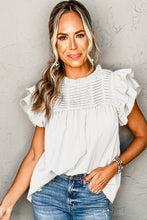 Load image into Gallery viewer, White Smocked Ruffle Sleeve Blouse
