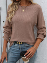 Load image into Gallery viewer, Ribbed Round Neck Long Sleeve T-Shirt
