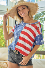 Load image into Gallery viewer, BiBi American Flag Theme Short Sleeve T-Shirt
