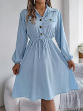 Load image into Gallery viewer, Collared Neck Long Sleeve Dress with Pockets
