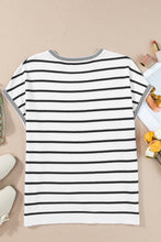 Load image into Gallery viewer, Striped Round Neck Cap Sleeve Knit Top
