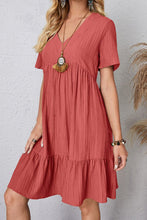 Load image into Gallery viewer, Full Size Ruched V-Neck Short Sleeve Dress
