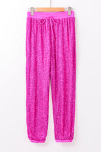 Load image into Gallery viewer, Rose Tie High Waist Sequin Jogger Pants
