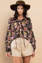 Load image into Gallery viewer, Ces Femme Ruffle Trim Long Sleeve Floral Blouse
