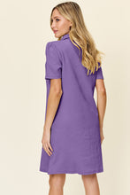 Load image into Gallery viewer, Double Take Full Size Texture Collared Neck Short Sleeve Dress
