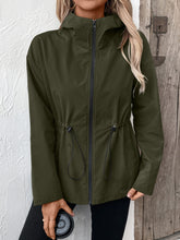 Load image into Gallery viewer, Drawstring Zip Up Hooded Jacket
