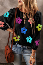 Load image into Gallery viewer, Sequin Flower Round Neck Blouse
