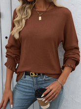 Load image into Gallery viewer, Ribbed Round Neck Long Sleeve T-Shirt
