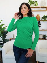 Load image into Gallery viewer, Ruched Mock Neck Long Sleeve T-Shirt
