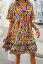 Load image into Gallery viewer, Printed V-Neck Half Sleeve Mini Dress
