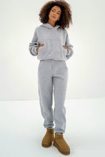 Load image into Gallery viewer, Gray Solid Exposed Seams Hoodie and Joggers Activewear Set
