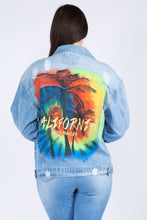 Load image into Gallery viewer, American Bazi Full Size Painted Back Distressed Denim Jacket
