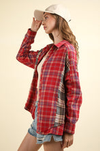 Load image into Gallery viewer, VERY J Contrast Plaid Raw Detail Shirt
