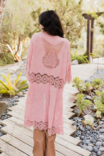 Load image into Gallery viewer, Crochet Open Patch Longline Kimono
