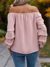 Load image into Gallery viewer, Ruched Off-Shoulder Long Sleeve Blouse

