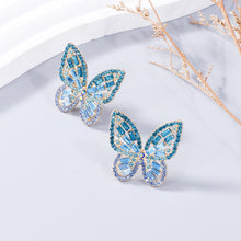 Load image into Gallery viewer, Alloy Inlaid Rhinestone Butterfly Earrings
