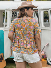 Load image into Gallery viewer, Plus Size Layered Printed Round Neck Short Sleeve Blouse
