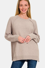 Load image into Gallery viewer, Zenana Side Slit Raglan Sleeve Sweater
