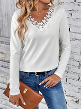 Load image into Gallery viewer, Lace Trim V-Neck T-Shirt
