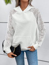 Load image into Gallery viewer, Lace Openwork Kangaroo Pocket Hoodie
