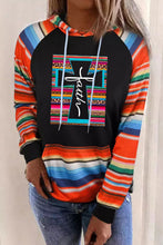 Load image into Gallery viewer, Multicolor Faith Western Serape Striped Patchwork Loose Hoodie
