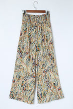 Load image into Gallery viewer, Multicolor Floral Print Shirred High Waist Wide Leg Casual Pants
