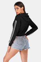 Load image into Gallery viewer, Side Stripe Drawstring Cropped Hooded Jacket
