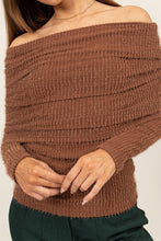 Load image into Gallery viewer, HYFVE Fuzzy Off Shoulder Textured Knit Top
