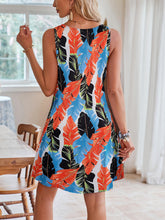 Load image into Gallery viewer, Lace Detail Printed V-Neck Sleeveless Dress
