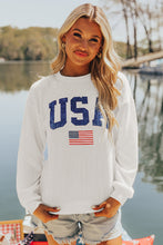 Load image into Gallery viewer, White USA Flag Corded Graphic Sweatshirt
