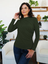 Load image into Gallery viewer, Ruched Mock Neck Long Sleeve T-Shirt
