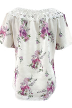 Load image into Gallery viewer, Full Size Printed Tie Neck Short Sleeve Blouse
