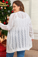 Load image into Gallery viewer, White Plus Size Eyelet Knit Open Front Cardigan
