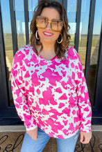 Load image into Gallery viewer, Rose Animal Print Long Sleeve V Neck Plus Size Top
