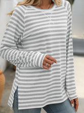 Load image into Gallery viewer, Striped Round Neck Long Sleeve T-Shirt
