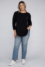 Load image into Gallery viewer, Plus Long Sleeve Round Neck Round Hem Top
