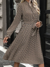 Load image into Gallery viewer, Perfee Printed Mock Neck Flounce Sleeve Dress

