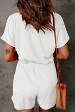 Load image into Gallery viewer, Full Size Drawstring V-Neck Short Sleeve Romper
