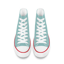 Load image into Gallery viewer, Ti Amo I love you - Exclusive Brand - Shadow Green 2 - White Daisy - High Top Canvas Shoes - White Soles
