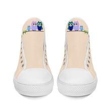 Load image into Gallery viewer, Ti Amo I love you - Exclusive Brand - Oasis - 3 Owls - High-Top Canvas Shoes - White Soles
