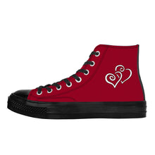 Load image into Gallery viewer, Ti Amo I love you - Christmas Candy - Double White Heart - High Top Canvas Shoes - Black  Soles
