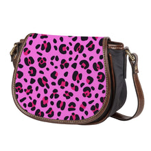 Load image into Gallery viewer, Ti Amo I love you -  Exclusive Brand - Persian Pink with Cerise Leopard Spots - Womens Saddle Bag
