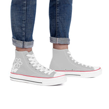 Load image into Gallery viewer, Ti Amo I love you - Exclusive Brand - Silver - White Daisy - High Top Canvas Shoes - White  Soles
