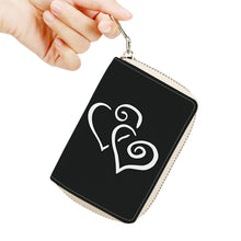 Load image into Gallery viewer, Ti Amo I love you - Exclusive Brand - Black Pepper - Double White Heart - PU Leather - Zipper Card Holder
