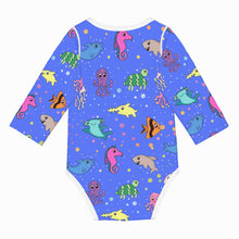 Load image into Gallery viewer, Ti Amo I love you - Exclusive Brand - Neon Blue - Sea Creatures -  Baby Long-Sleeve Bodysuit
