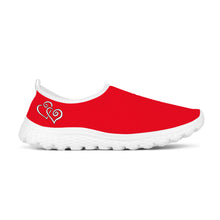 Load image into Gallery viewer, Ti Amo I love you - Exclusive Brand - Torch Red 2 - Double White Heart - Women&#39;s Mesh Running Shoes - White Soles
