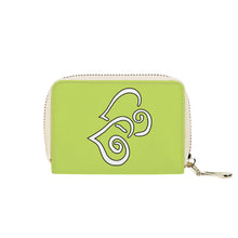 Load image into Gallery viewer, Ti Amo I love you - Exclusive Brand - Yellow Green - Double White Heart - PU Leather - Zipper Card Holder
