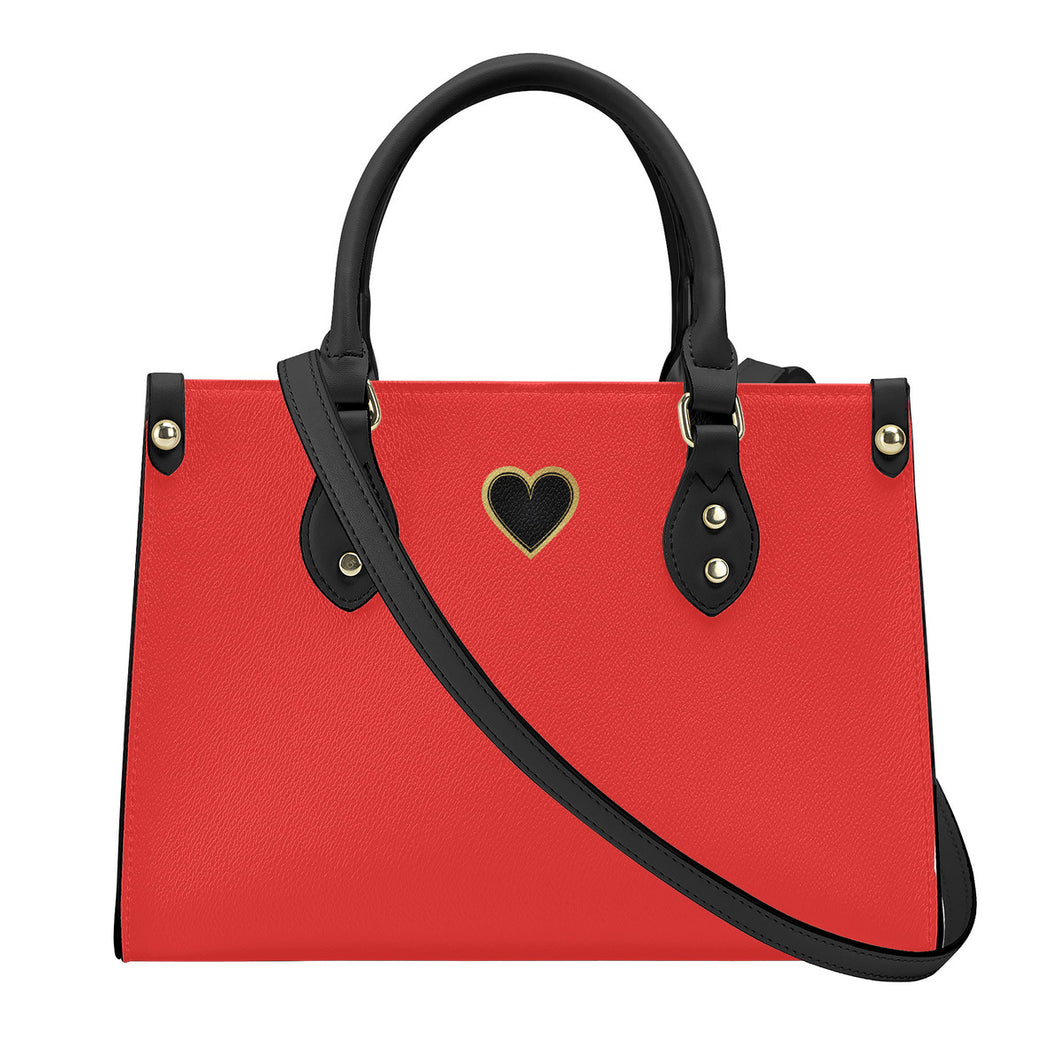 Ti Amo I love you - Exclusive Brand - Red Orange - Luxury Womens PU Tote Bag - Black Straps