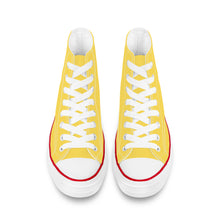 Load image into Gallery viewer, Ti Amo I love you - Exclusive Brand - Mustard Yellow - White Daisy - High Top Canvas Shoes - White  Soles
